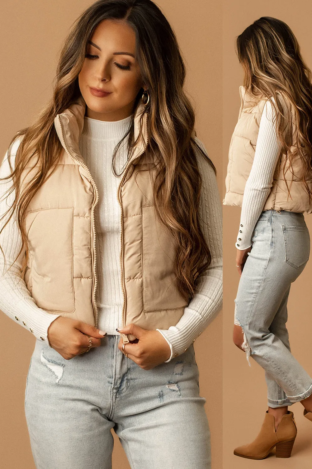 Let Me Down Ribbed Long Sleeve Top (Khaki)