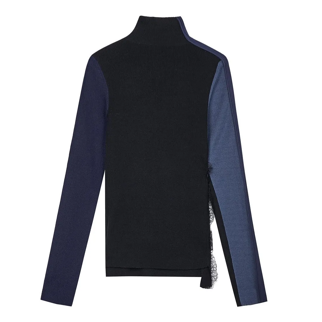 Leyla Lace Long Sleeve Pullover - Black