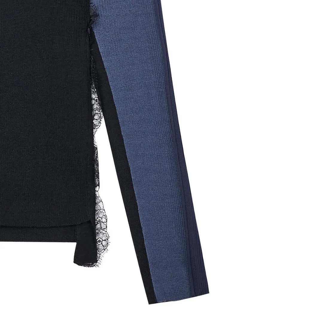 Leyla Lace Long Sleeve Pullover - Black