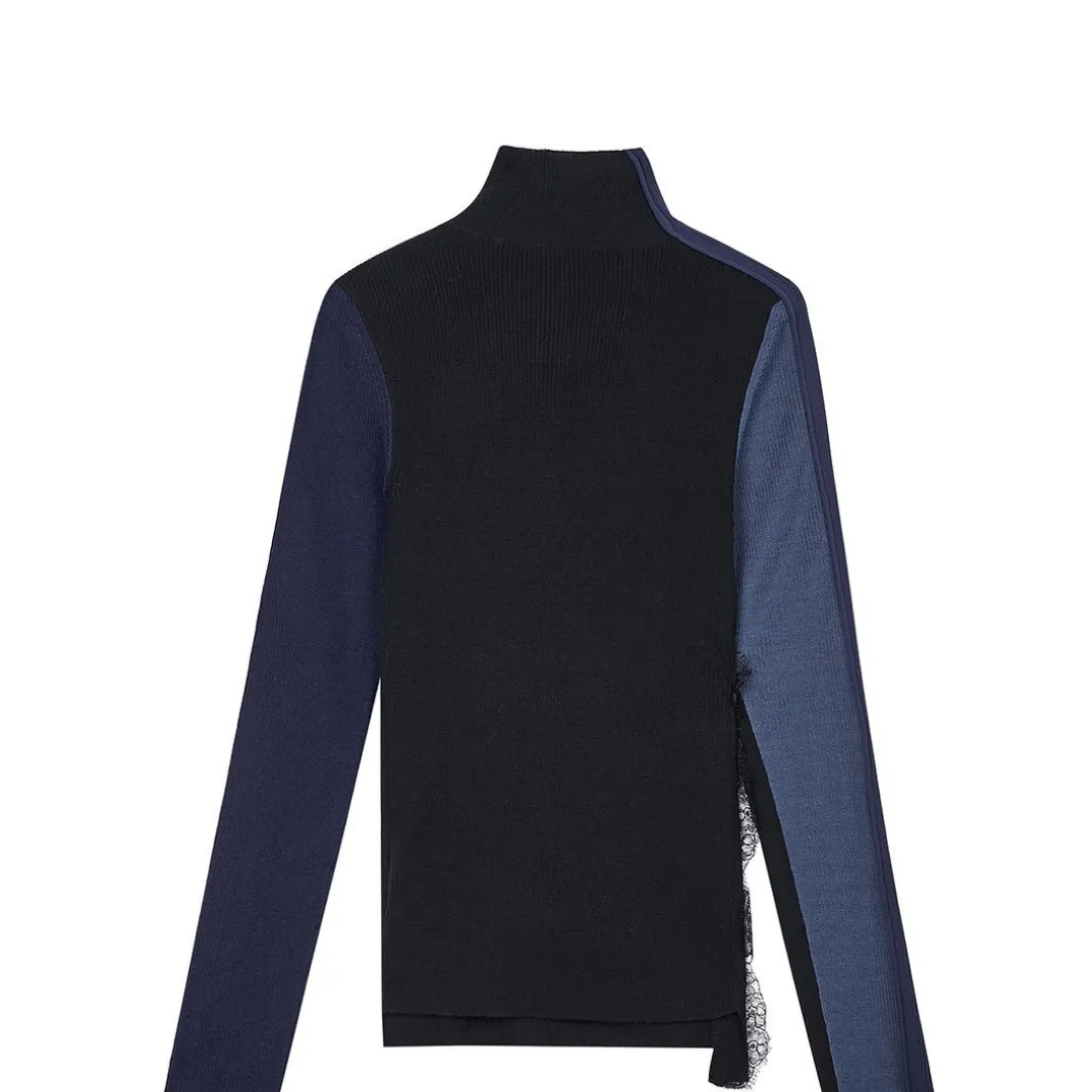 Leyla Lace Long Sleeve Pullover - Black