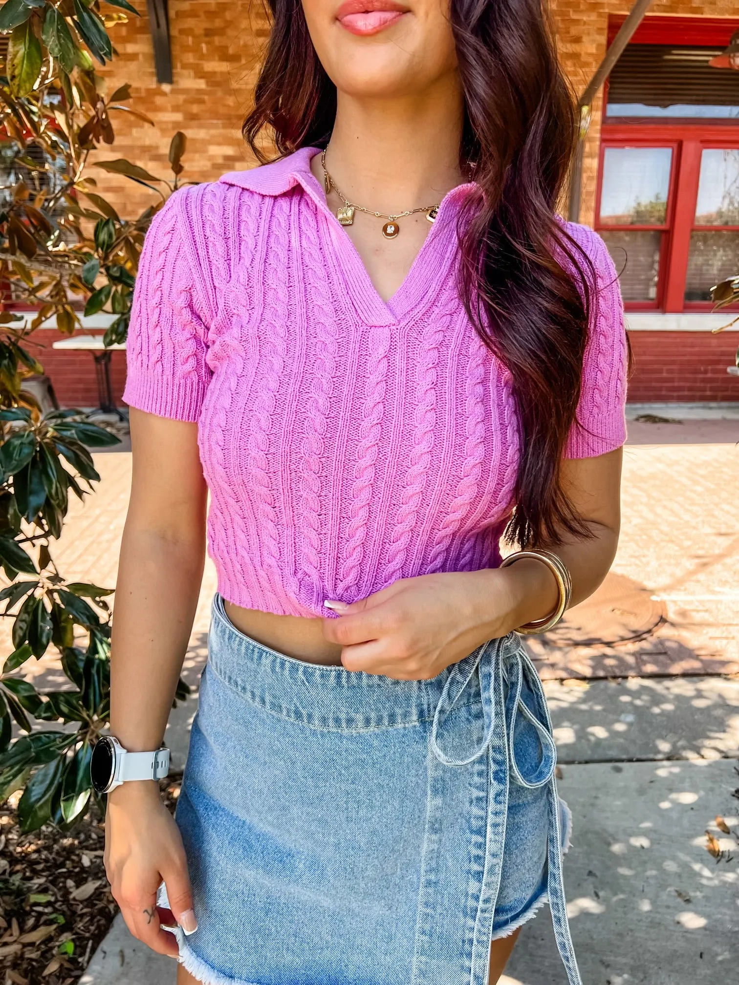 Lilac Cable Knit