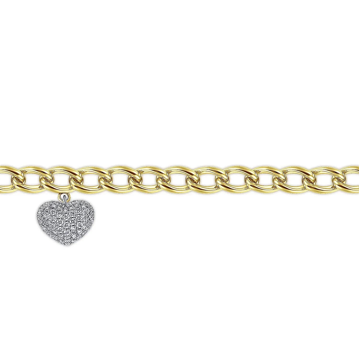 Link Bracelet with Diamond Heart Charm