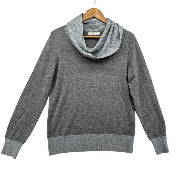 Lochmere Pure Cashmere Sweater Womens Size M Gray Cowl Neck Pullover Jumper EWM