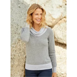 Lochmere Pure Cashmere Sweater Womens Size M Gray Cowl Neck Pullover Jumper EWM