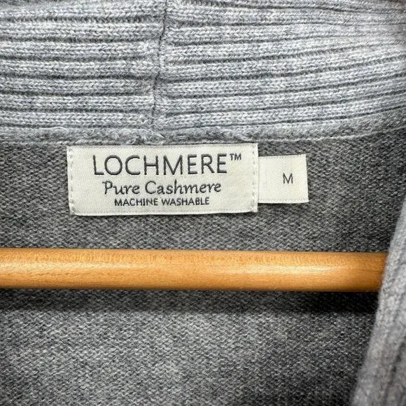 Lochmere Pure Cashmere Sweater Womens Size M Gray Cowl Neck Pullover Jumper EWM