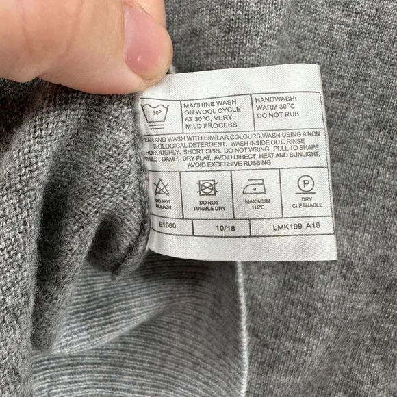 Lochmere Pure Cashmere Sweater Womens Size M Gray Cowl Neck Pullover Jumper EWM