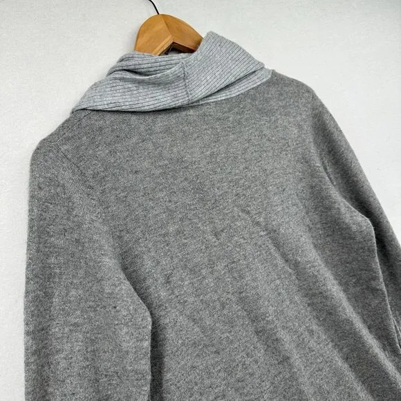 Lochmere Pure Cashmere Sweater Womens Size M Gray Cowl Neck Pullover Jumper EWM