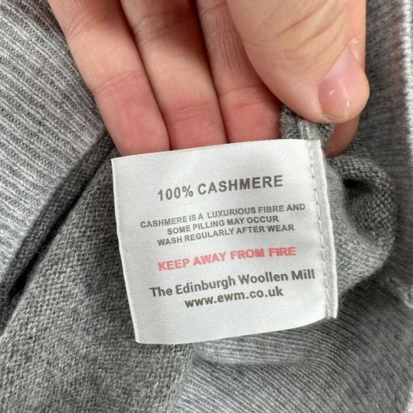 Lochmere Pure Cashmere Sweater Womens Size M Gray Cowl Neck Pullover Jumper EWM