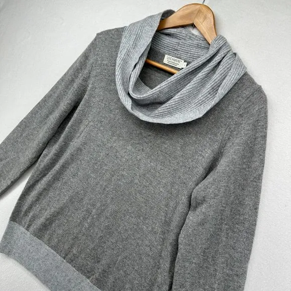 Lochmere Pure Cashmere Sweater Womens Size M Gray Cowl Neck Pullover Jumper EWM