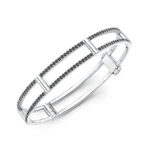 Locking Cage Bracelet | White Gold with Black Diamonds on Lateral Bars