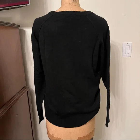 Lord &amp; Taylor Black Sequin Cashmere Sweater Top