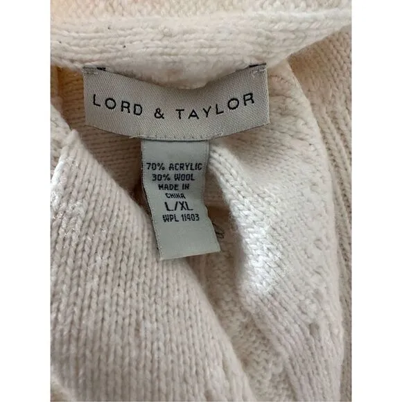 Lord &amp; Taylor Women’s Drape Open Front Cardigan Sweater Cream Size Large