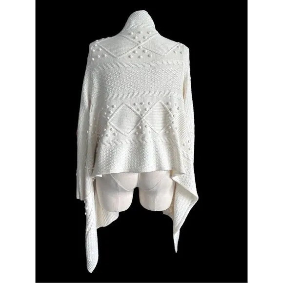 Lord &amp; Taylor Women’s Drape Open Front Cardigan Sweater Cream Size Large