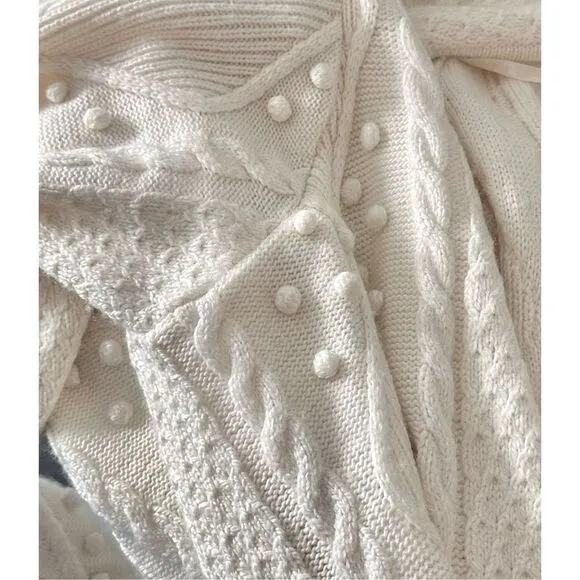 Lord &amp; Taylor Women’s Drape Open Front Cardigan Sweater Cream Size Large