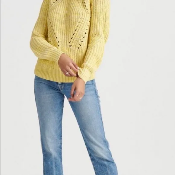 Lucky Brand Marled Yellow Cable Knit Sweater