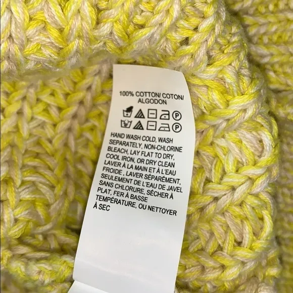 Lucky Brand Marled Yellow Cable Knit Sweater