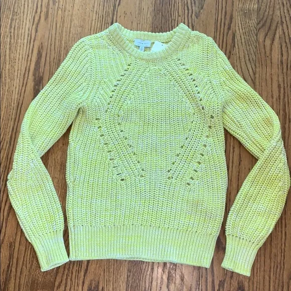 Lucky Brand Marled Yellow Cable Knit Sweater