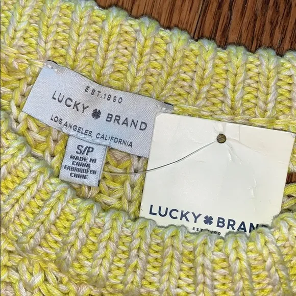 Lucky Brand Marled Yellow Cable Knit Sweater