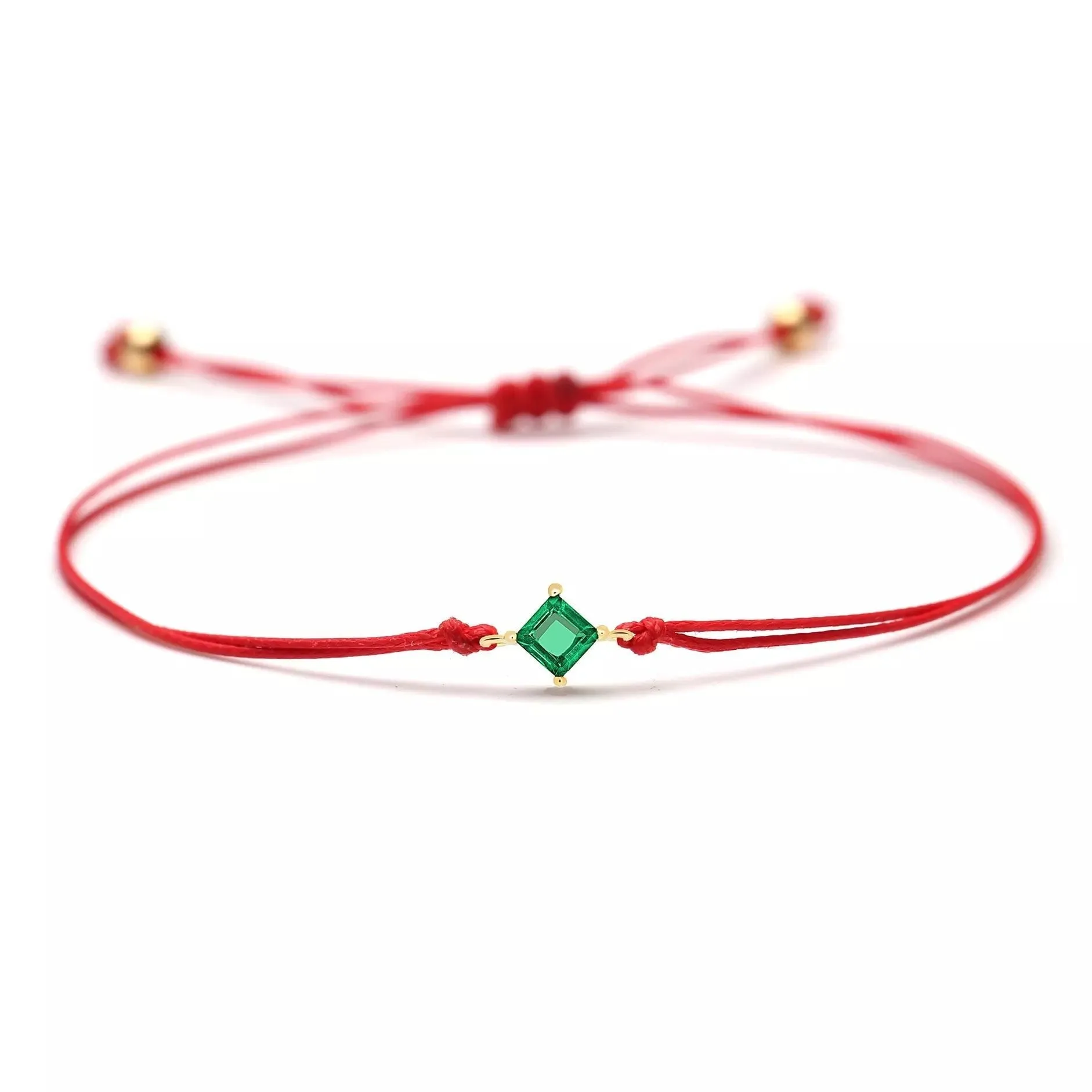 Lucky Green Crystal Red String Protection Bracelet