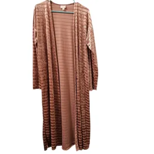 LuLaRoe Janet Burnout Crushed Velvet Pink Duster L