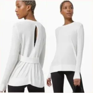 Lululemon Sincerely Yours Sweater White Open Back Cashmere Blend Size 4
