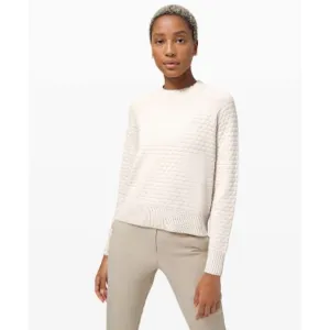 Lululemon Texture Play Crew Sweater Light Ivory Cashmere Blend Neutral M / L