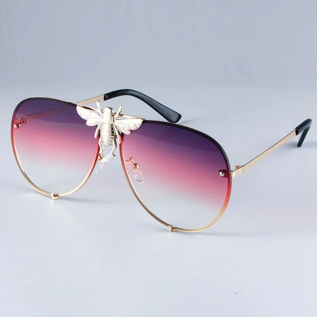 Luxury Metal Big Bee Pilot Sunglasses