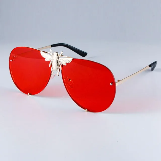 Luxury Metal Big Bee Pilot Sunglasses