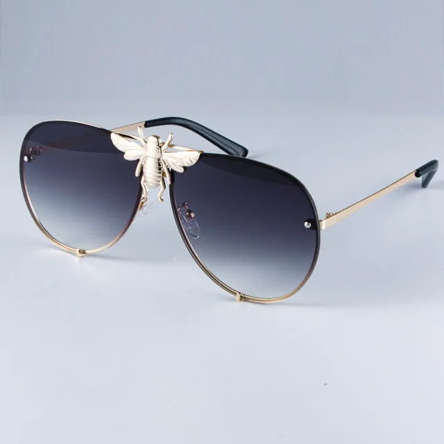 Luxury Metal Big Bee Pilot Sunglasses