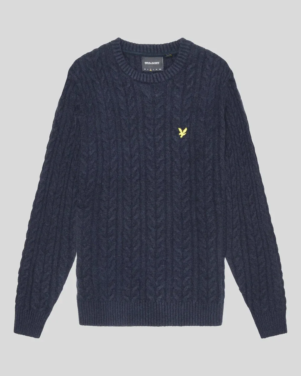 Lyle & Scott Knit Cable Crew Neck Jumper In Dark Navy
