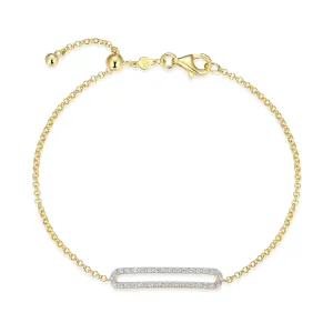 M by Monte Lune LG Diamond Paperclip Charm Bolo Bracelet in 18K Yellow Gold/Rhodium Plated Sterling Silver