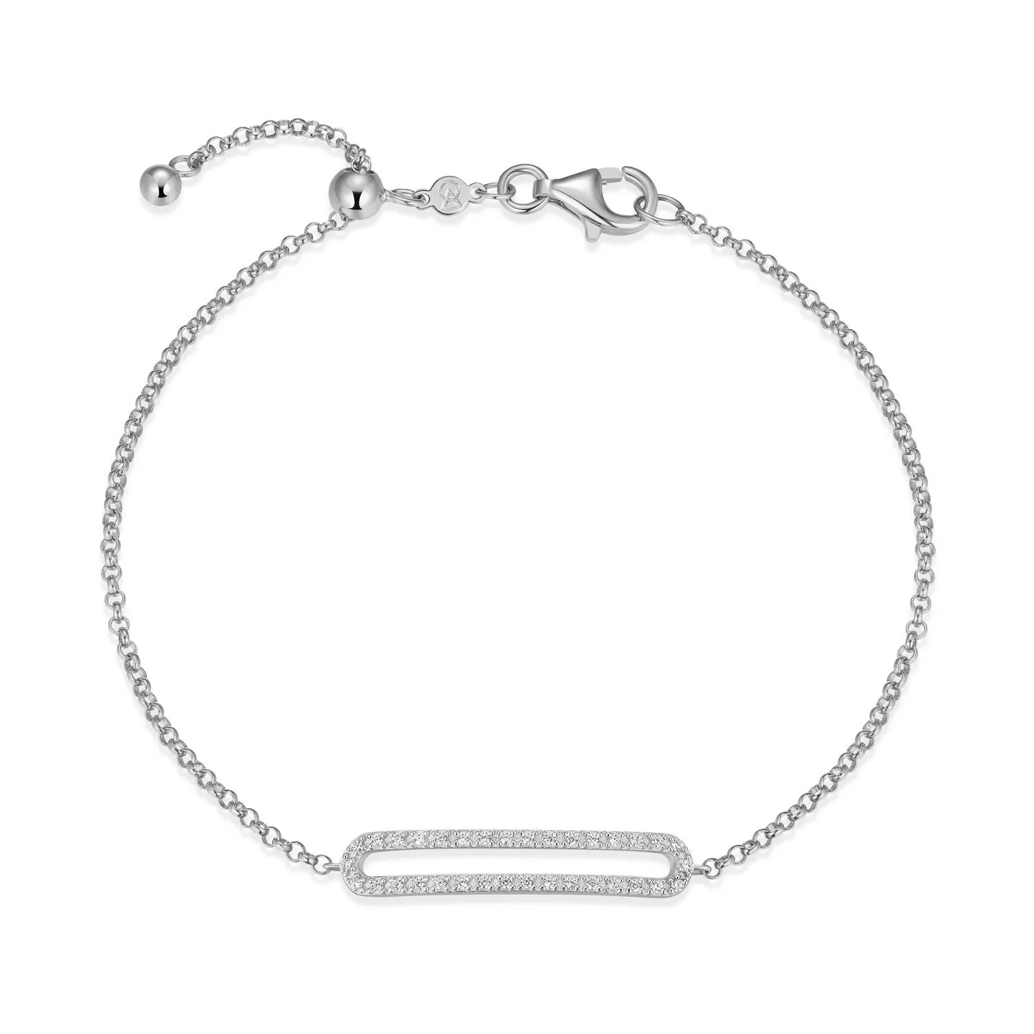 M by Monte Lune LG Diamond Paperclip Charm Bolo Bracelet in 18K Yellow Gold/Rhodium Plated Sterling Silver
