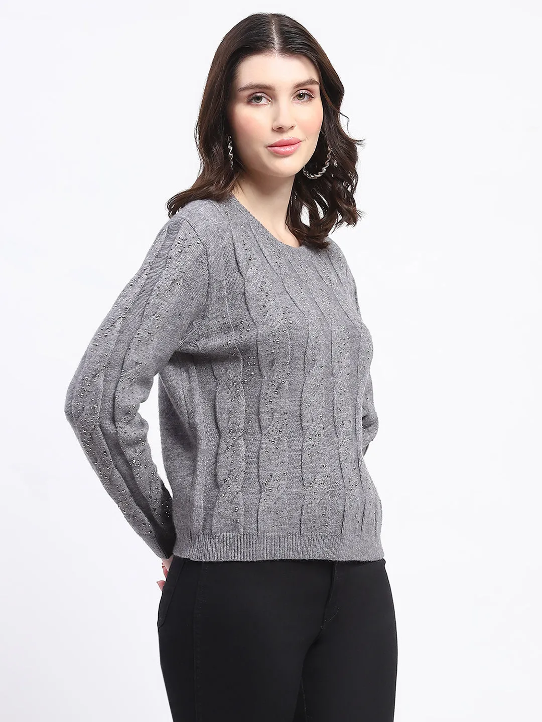 Madame Grey Cable Knit Sweater