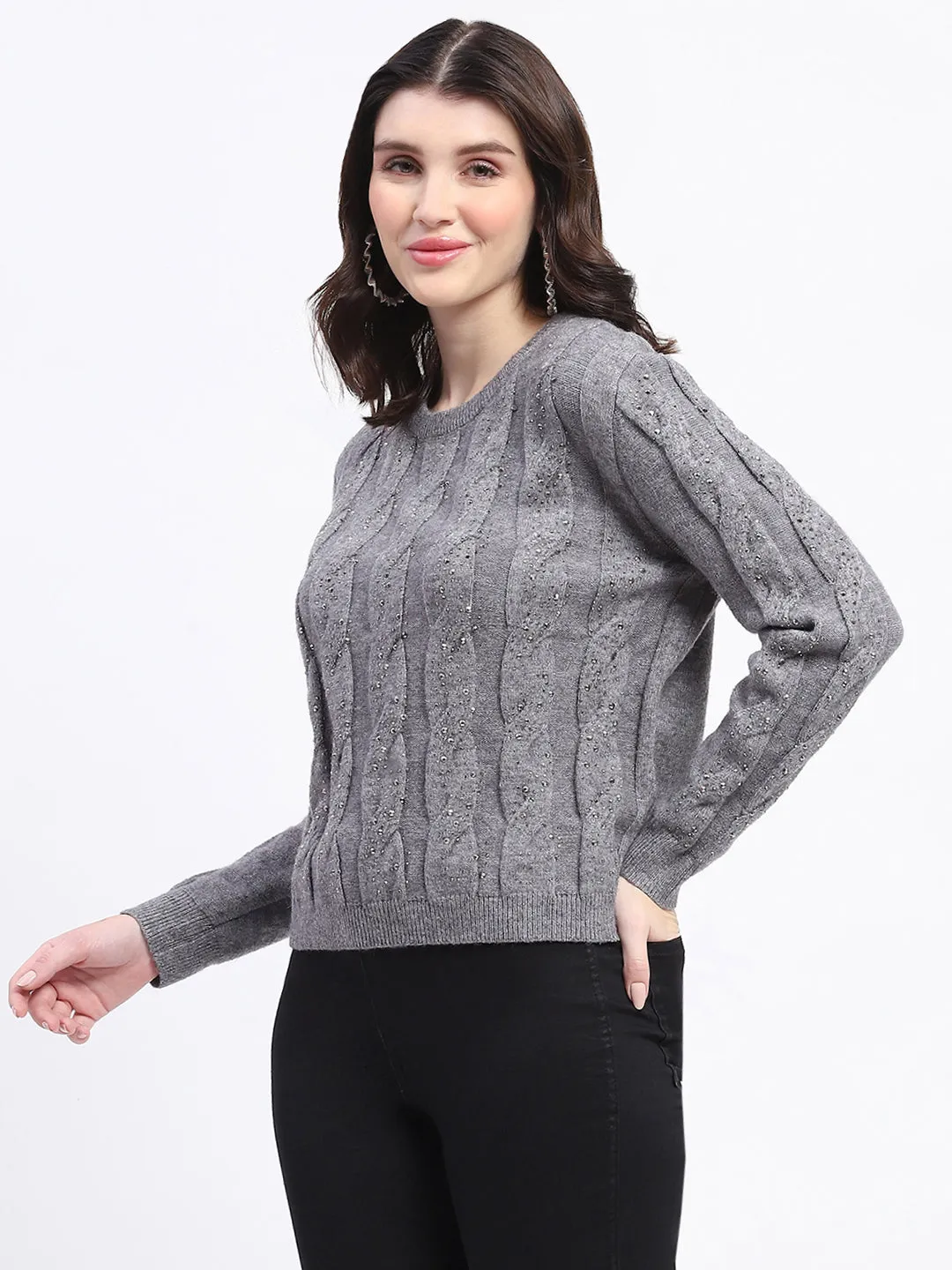 Madame Grey Cable Knit Sweater