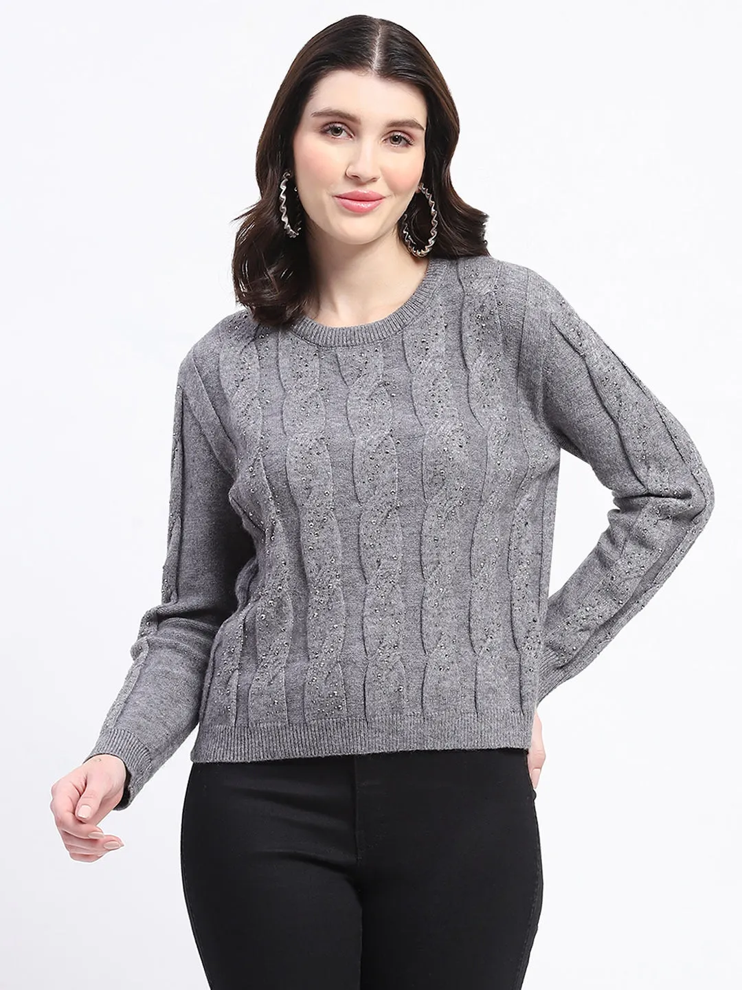 Madame Grey Cable Knit Sweater