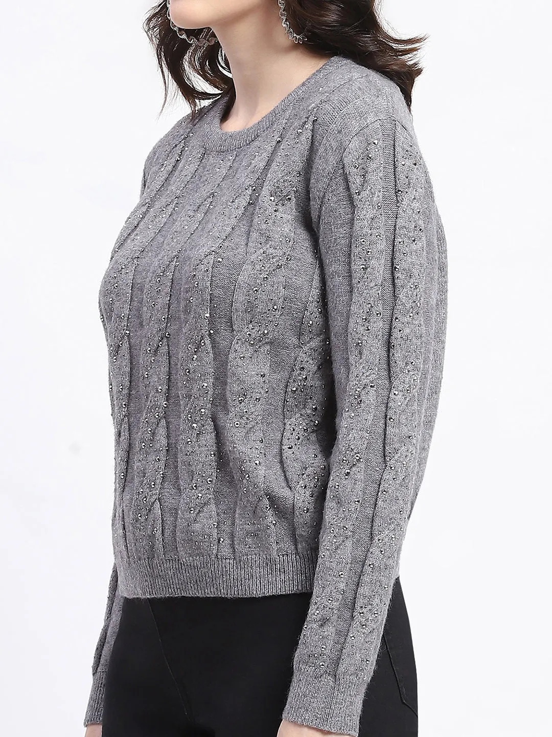 Madame Grey Cable Knit Sweater
