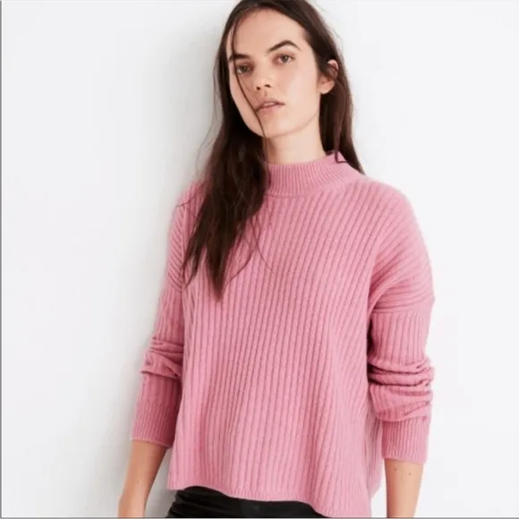 Madewell cashmere ribbed Mockneck sweater