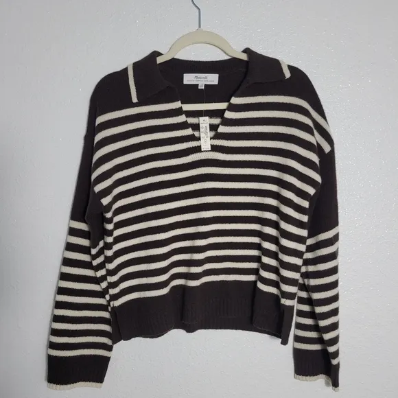 Madewell Cashmere-Wool Blend Polo Sweater | NWT | Sz XXS