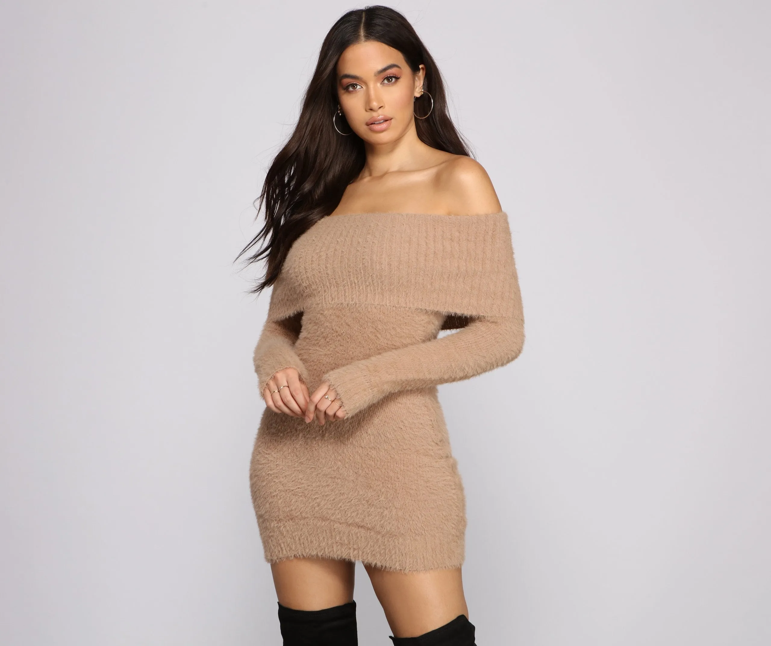 Major Babe Off Charming The Shoulder Sweater Dress