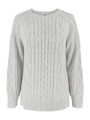 Margaret O'Leary Deidre Cable Pullover in Cloud