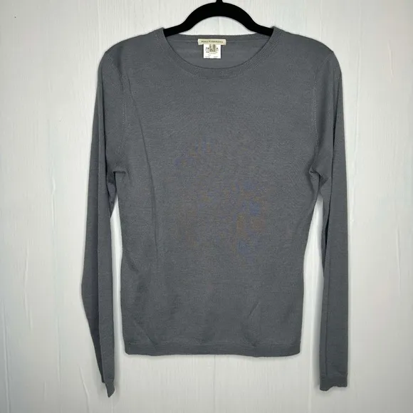 Maria Di Ripabianca Gray Women Crew Neck Cashmere Silk  Knit Sweater Size US10