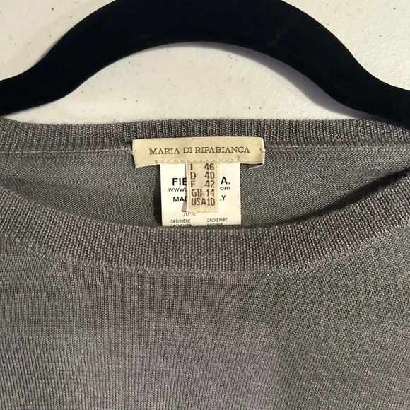 Maria Di Ripabianca Gray Women Crew Neck Cashmere Silk  Knit Sweater Size US10