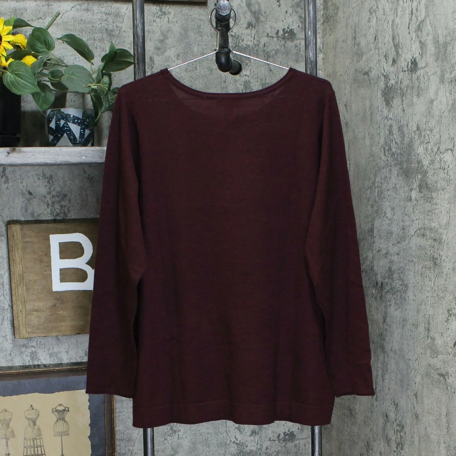 Martha Stewart Plus Size Merino Wool Blend Long Sleeve Sweater