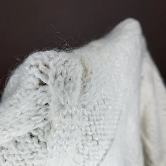 Massimo Dutti Cable Knit Mohair Wool Cream Sweater Size XS