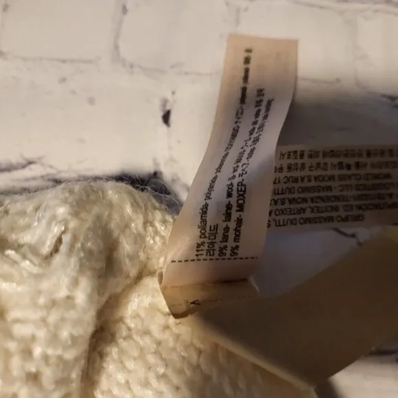 Massimo Dutti Cable Knit Mohair Wool Cream Sweater Size XS