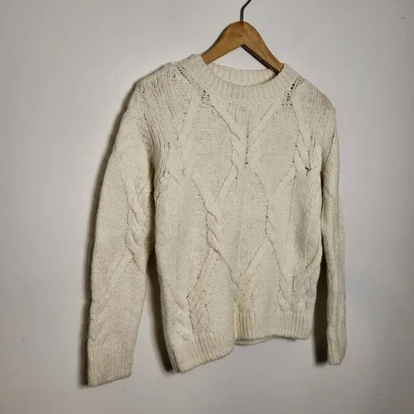 Massimo Dutti Cable Knit Mohair Wool Cream Sweater Size XS
