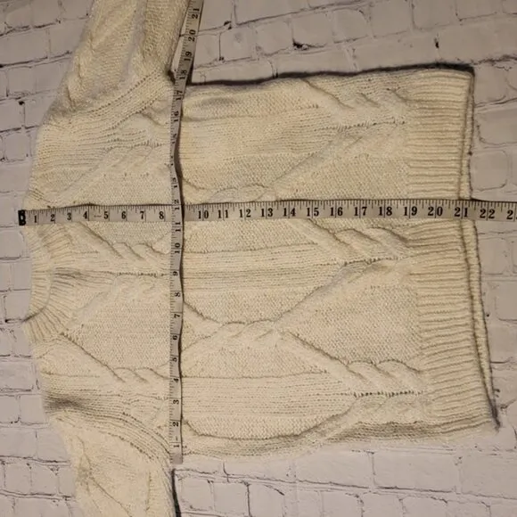 Massimo Dutti Cable Knit Mohair Wool Cream Sweater Size XS
