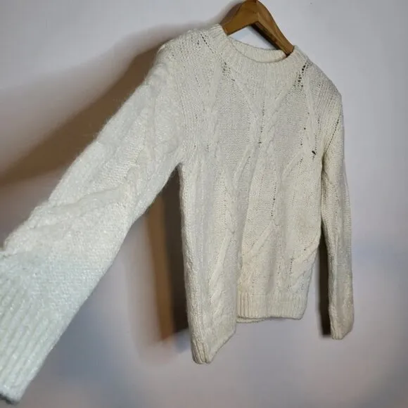 Massimo Dutti Cable Knit Mohair Wool Cream Sweater Size XS