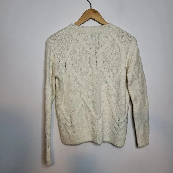 Massimo Dutti Cable Knit Mohair Wool Cream Sweater Size XS