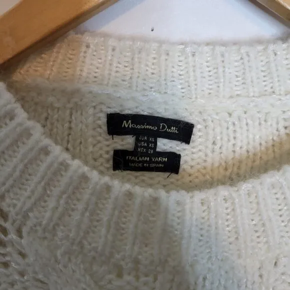 Massimo Dutti Cable Knit Mohair Wool Cream Sweater Size XS
